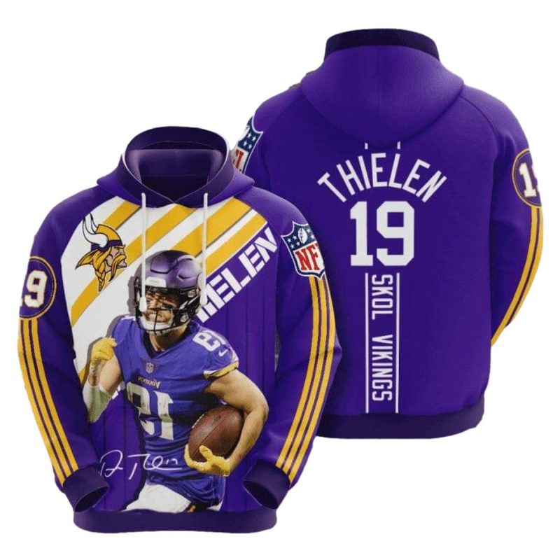 Minnesota Vikings Adam Thielen Skol Vikings Purple Signature Aop Hoodie 1