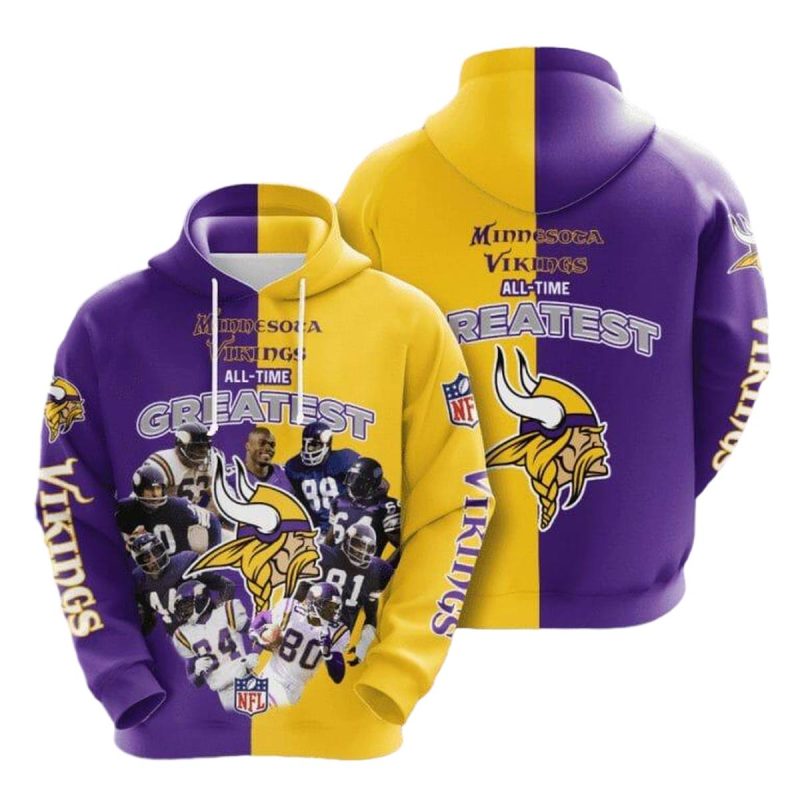 Minnesota Vikings All Time Greatest Aop Hoodie 1