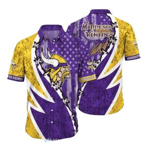 Minnesota Vikings American Flag Bold Design Hawaiian Shirt