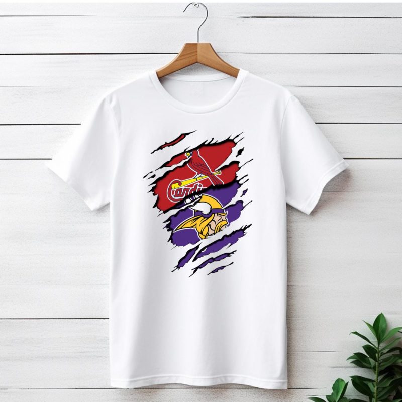 Minnesota Vikings And Arizona Cardinals Logo Crossover T Shirt 1 T Shirt 1