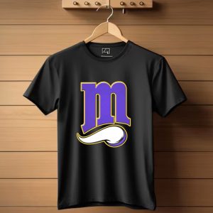 Minnesota Vikings And Minnesota Twins M Logo Fusion In Purple And White T Shirt
