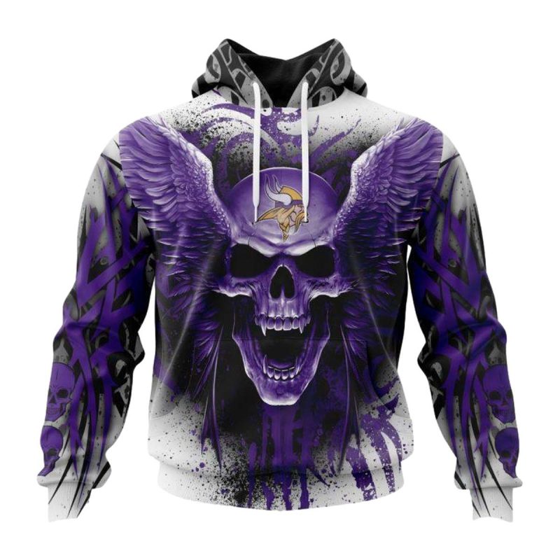 Minnesota Vikings Angel Skull Purple Aop Hoodie 1