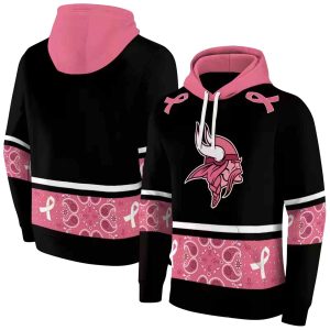 Minnesota Vikings Awareness Ribbon Black Pink AOP Hoodie