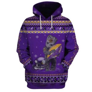 Minnesota Vikings Baby Groot Hug Ball Ugly Christmas AOP Hoodie