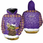 Minnesota Vikings Baby Yoda Christmas Pattern AOP Hoodie