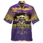 Minnesota Vikings Baby Yoda Sunset Hawaiian Shirt