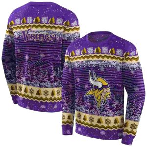 Minnesota Vikings Big Logo Christmas Trees Purple AOP Sweatshirt