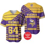 Personalized Minnesota Vikings Big Logo Purple And Yellow Baseball Jersey