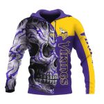 Minnesota Vikings Big Vikings Team Tribal Skull AOP Hoodie