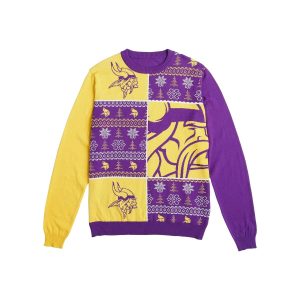 Minnesota Vikings Busy Block Snowfall Ugly Sweater
