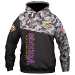 Minnesota Vikings Camo And Black AOP Hoodie