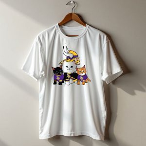 Minnesota Vikings Cats Wearing Team Jerseys With Viking Head T Shirt