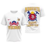Minnesota Vikings Celebrates Labor Day White AOP T Shirt