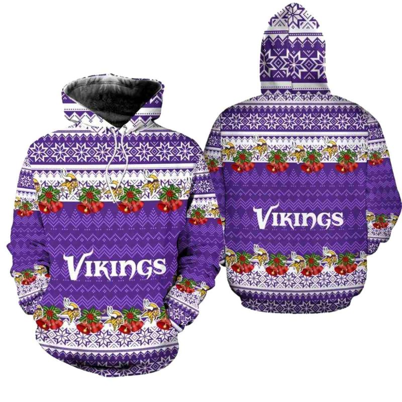 Minnesota Vikings Christmas Football Nfl Aop Hoodie 1