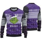 Minnesota Vikings Christmas Grinch Face Funny Ugly Sweater