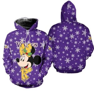 Minnesota Vikings Christmas Minnie Mouse Football AOP Hoodie