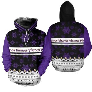 Minnesota Vikings Christmas Pattern Basic Football AOP Hoodie