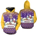 Minnesota Vikings Christmas Pattern Football AOP Hoodie