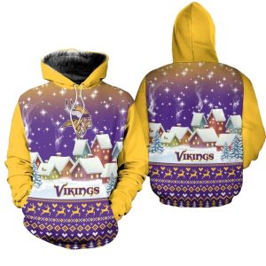 Minnesota Vikings Christmas Pattern Football AOP Hoodie