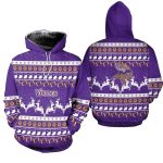 Minnesota Vikings Christmas Pattern Reindeer Football AOP Hoodie