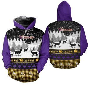 Minnesota Vikings Christmas Reindeer Football AOP Hoodie