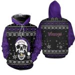 Minnesota Vikings Christmas Reindeer Skull Santa Claus AOP Hoodie