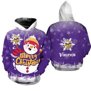 Minnesota Vikings Christmas Snowman AOP Hoodie