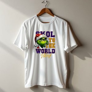 Minnesota Vikings Christmas The Grinch Skol To The World T Shirt