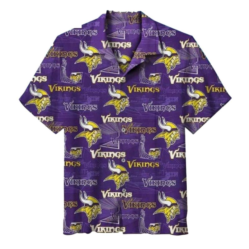 Minnesota Vikings Classic Logo Beach Hawaiian Shirt 1
