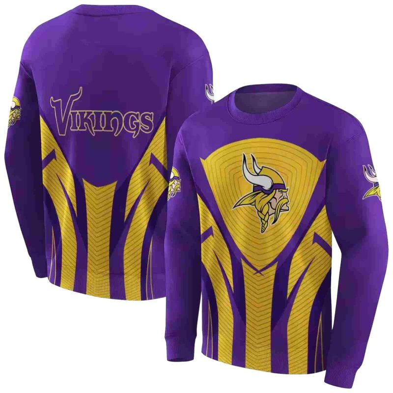 Minnesota Vikings Concentric Lines Purple Yellow Aop Sweatshirt 1