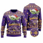 Minnesota Vikings Cute Baby Yoda Grogu Holiday Party Ugly Sweater