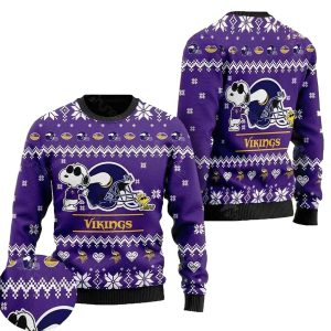 Minnesota Vikings Cute The Snoopy Show Football Helmet Ugly Sweater