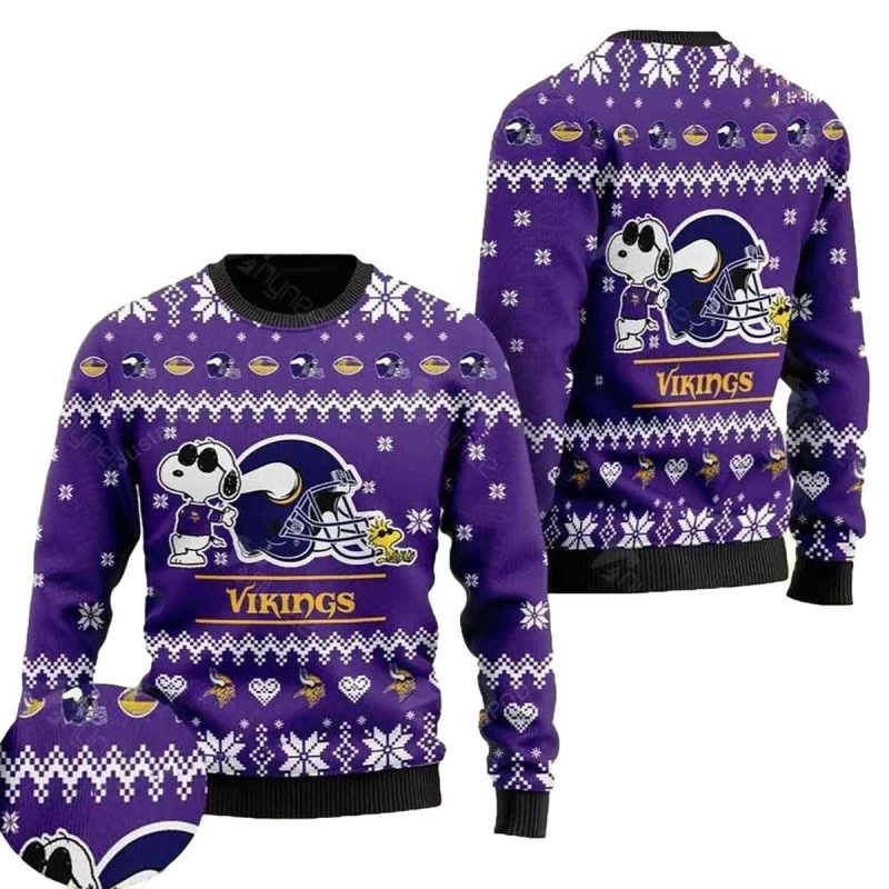 Minnesota Vikings Cute The Snoopy Show Football Helmet Ugly Sweater 1