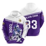 Minnesota Vikings Dalvin Cook 33 Signature Purple White AOP Hoodie