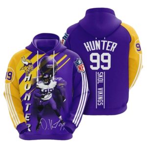 Minnesota Vikings Danielle Hunter 99 Purple Gold AOP Hoodie