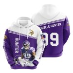 Minnesota Vikings Danielle Hunter 99 Signature Purple White AOP Hoodie