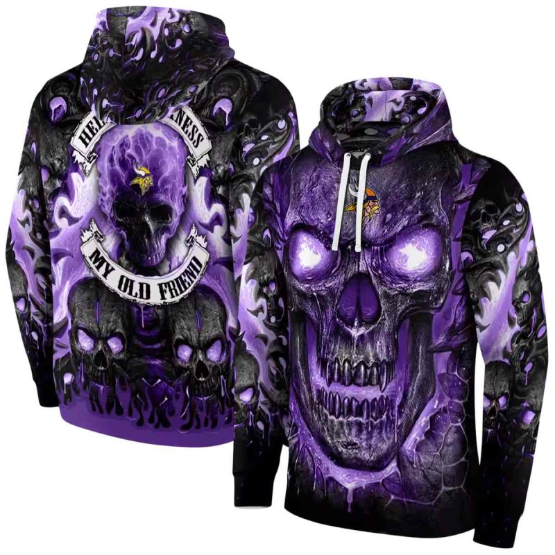 Minnesota Vikings Demonic Skull Purple Black Aop Hoodie 1