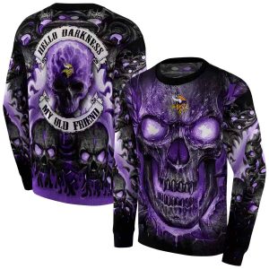 Minnesota Vikings Demonic Skull Purple Black AOP Sweatshirt