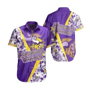 Minnesota Vikings Diagonal Floral Purple Hawaiian Shirt