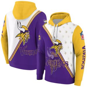 Minnesota Vikings Diagonal Stripe Purple White AOP Hoodie
