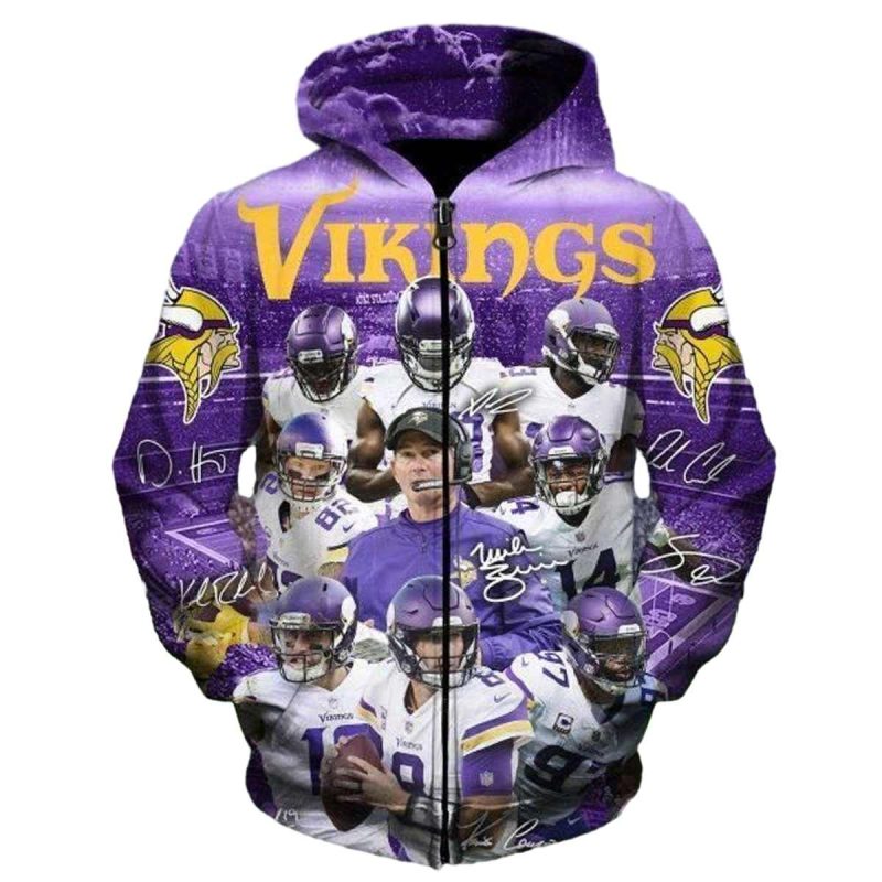 Minnesota Vikings Dream Team Signature Aop Hoodie 1