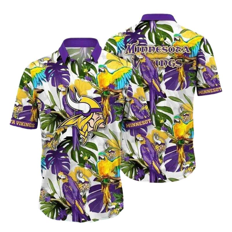 Minnesota Vikings Exotic Birds And Florals Hawaiian Shirt 1