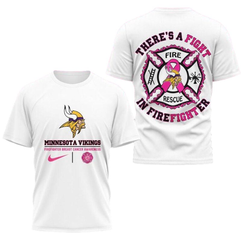 Minnesota Vikings Firefighter Fight Breast Cancer Aop T Shirt 1