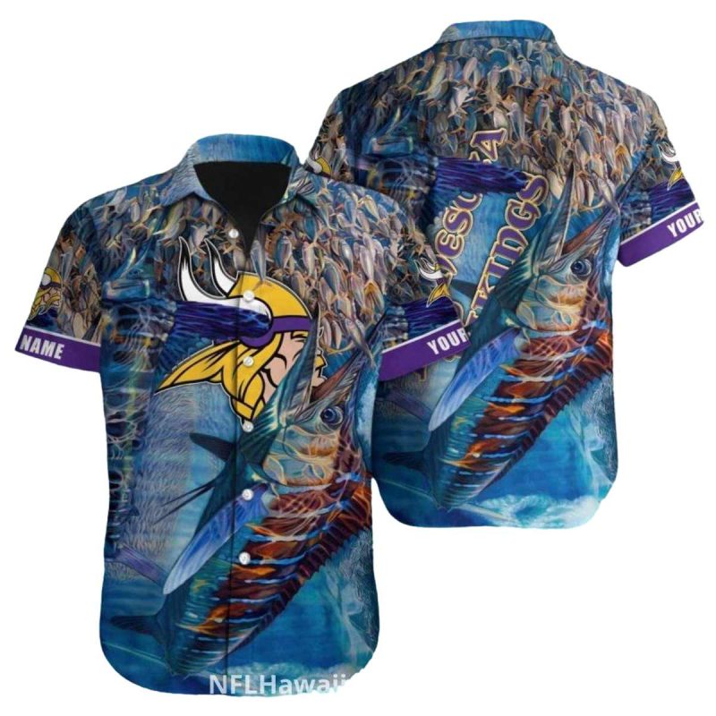 Minnesota Vikings Fishing Marlin Hawaiian Shirt 1