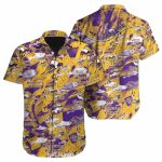 Minnesota Vikings Fishing and Nature Theme Yellow Pattern Hawaiian Shirt