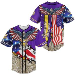 Minnesota Vikings Flag Eagle Baseball Jersey