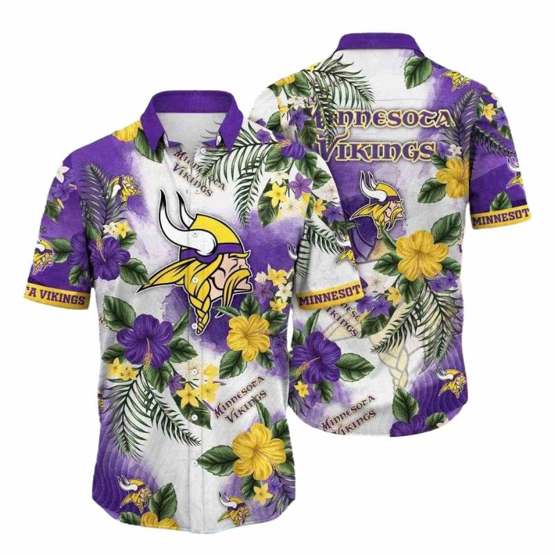 Minnesota Vikings Floral Lei Purple Paradise Hawaiian Shirt 1