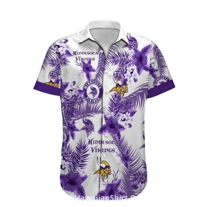 Minnesota Vikings Floral White And Purple Hawaiian Shirt 1