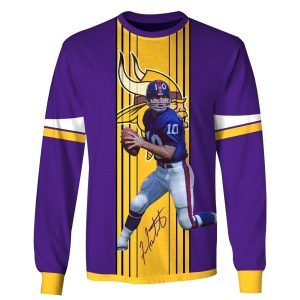 Minnesota Vikings Fran Tarkenton 10 Jersey With Signature AOP Sweatshirt