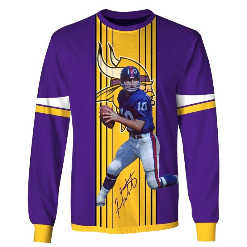 Minnesota Vikings Fran Tarkenton 10 Jersey With Signature Aop Sweatshirt 1
